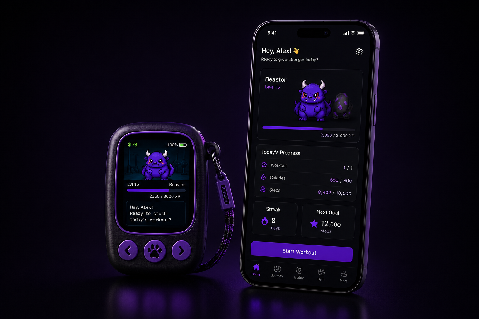 MyBuffBuddy mobile app and device featuring Beastor
